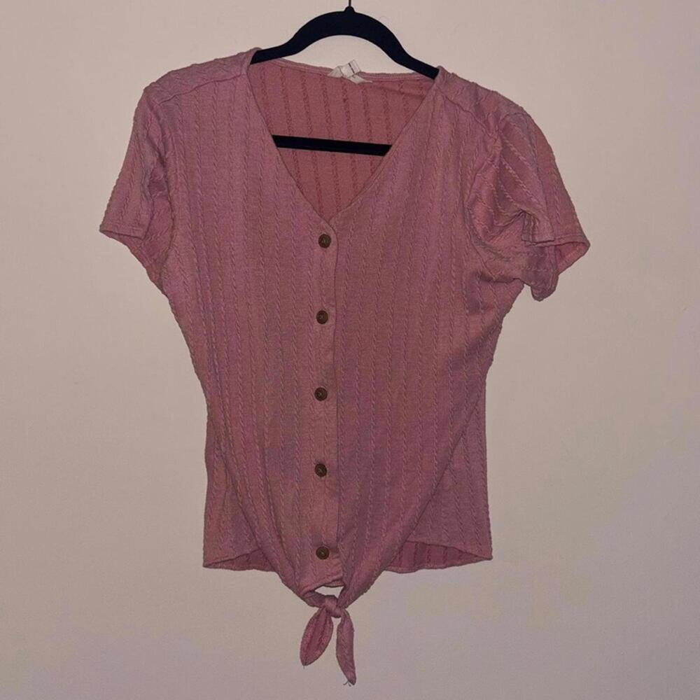 Vintage Weatherproof Cable Knot Short Sleeve Sweater Top Preppy Light Academia